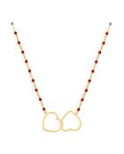 Collier Coeur en Argent doré & Pierre rouge