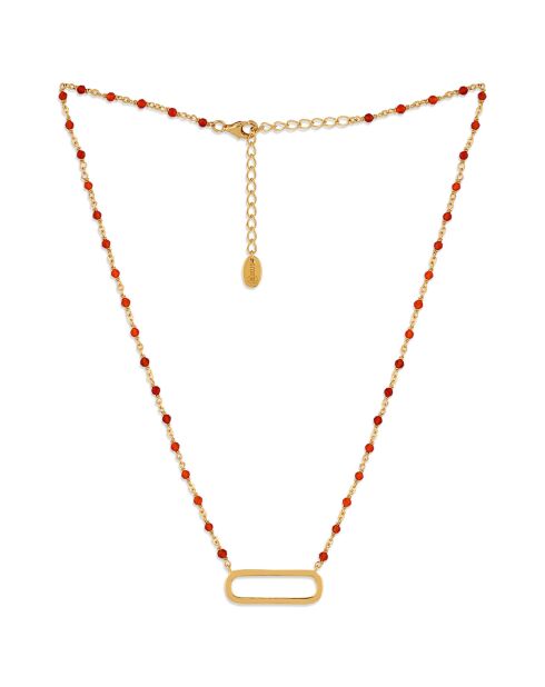 Collier Lingot en Argent doré & Pierre rouge