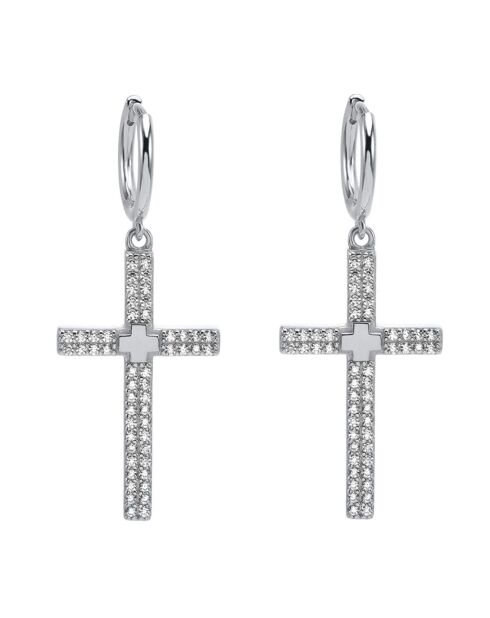 Boucles d'oreilles Croix en Argent