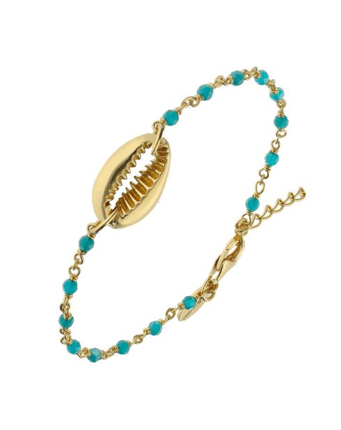 Bracelet Chaîne Coquillage en Argent doré & Turquoise