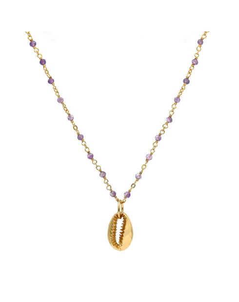 Collier Coquillage en Argent doré & Améthyste