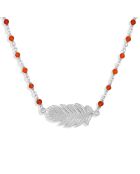 Collier Plume en Argent & Onyx rouge