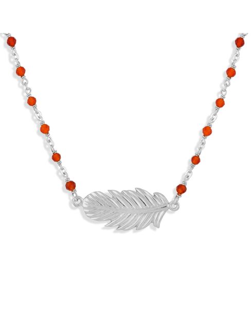 Collier Plume en Argent & Onyx rouge