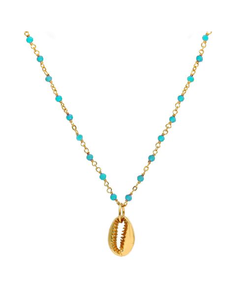Collier Coquillage en Argent doré & Turquoise