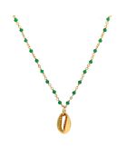Collier Coquillage en Argent doré & Onyx vert