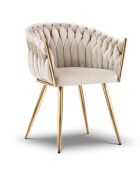 Chaise Velours Shirley beige clair - 64x55x76 cm