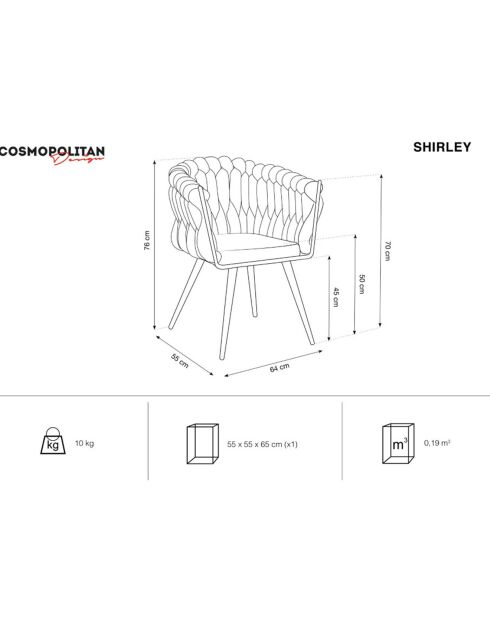 Chaise Velours Shirley beige clair - 64x55x76 cm