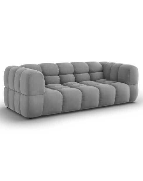 Canapé Velours Sky 3 Places gris clair - 214x102x75 cm