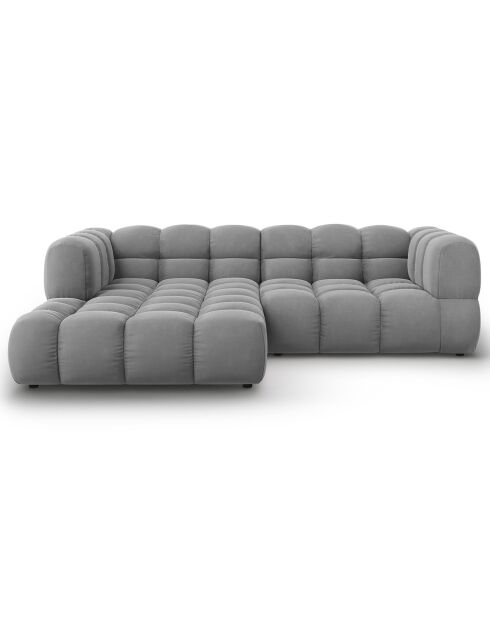 Canapé angle gauche Modulaire Velours Sky 3 Places gris clair - 244x162x75 cm