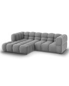 Canapé angle gauche Modulaire Velours Sky 3 Places gris clair - 244x162x75 cm