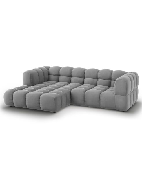 Canapé angle gauche Modulaire Velours Sky 3 Places gris clair - 244x162x75 cm