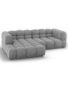 Canapé angle gauche Modulaire Velours Sky 3 Places gris clair - 244x162x75 cm