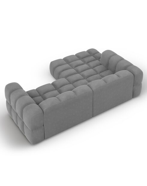 Canapé angle gauche Modulaire Velours Sky 3 Places gris clair - 244x162x75 cm