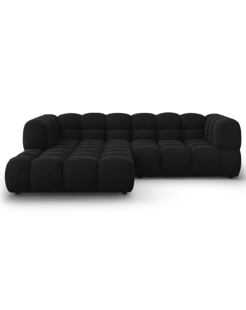 Canapé angle gauche Modulaire Velours Sky 3 Places noir - 244x162x75 cm