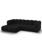 Canapé angle gauche Modulaire Velours Sky 3 Places noir - 244x162x75 cm