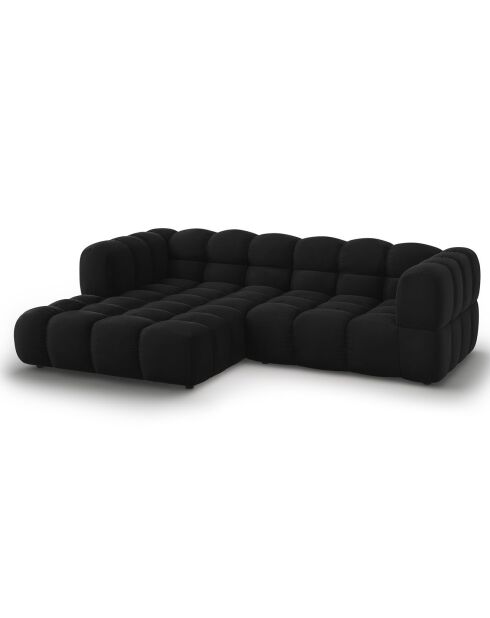 Canapé angle gauche Modulaire Velours Sky 3 Places noir - 244x162x75 cm