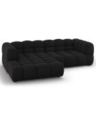 Canapé angle gauche Modulaire Velours Sky 3 Places noir - 244x162x75 cm