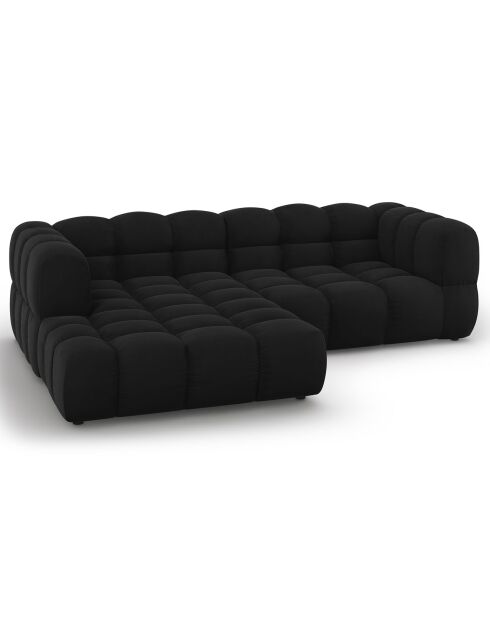 Canapé angle gauche Modulaire Velours Sky 3 Places noir - 244x162x75 cm