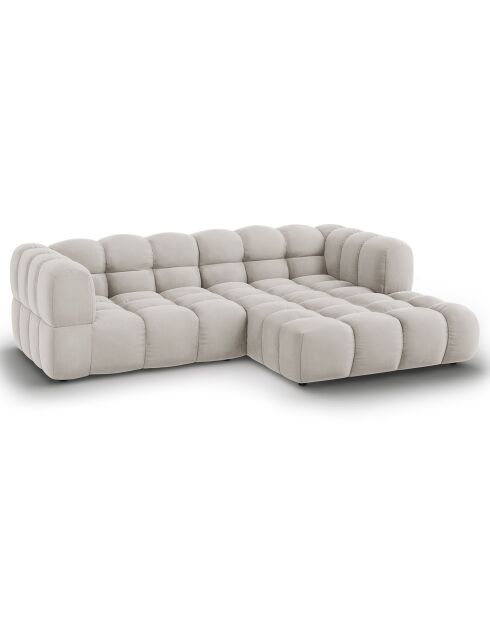 Canapé angle droit Modulaire Velours Sky 3 Places ivoire - 244x162x75 cm