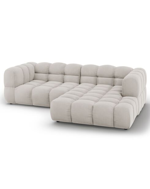 Canapé angle droit Modulaire Velours Sky 3 Places ivoire - 244x162x75 cm