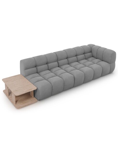 Canapé Modulable gauche en Velours Sky 4 Places gris clair - 297x102x75 cm