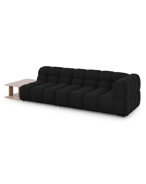 Sky 4-zitsbank, zwart, fluwelen, links, modulaire bank, 297x102x75 cm