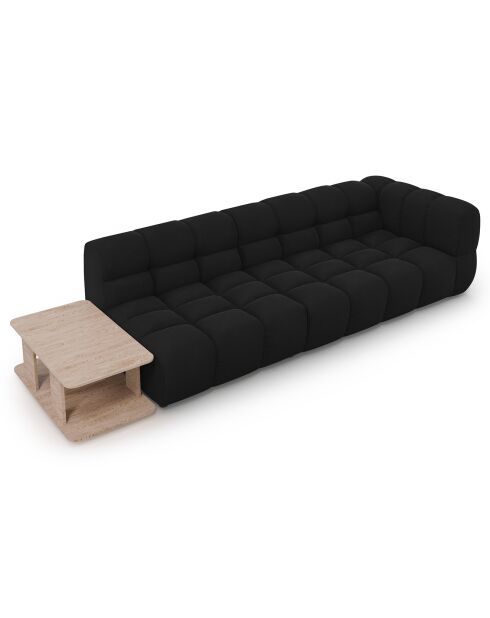 Sky 4-zitsbank, zwart, fluwelen, links, modulaire bank, 297x102x75 cm