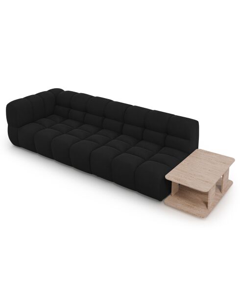 Sky 4-zitsbank van zwart fluweel, rechte modulaire bank - 297x102x75 cm