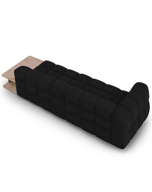 Sky 4-zitsbank van zwart fluweel, rechte modulaire bank - 297x102x75 cm