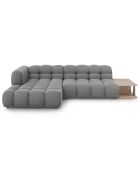 Canapé angle gauche Modulaire Velours Sky 4 Places gris clair - 297x162x75 cm