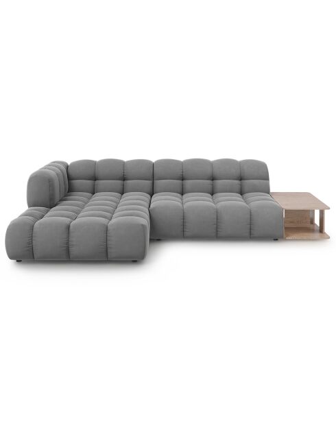 Canapé angle gauche Modulaire Velours Sky 4 Places gris clair - 297x162x75 cm