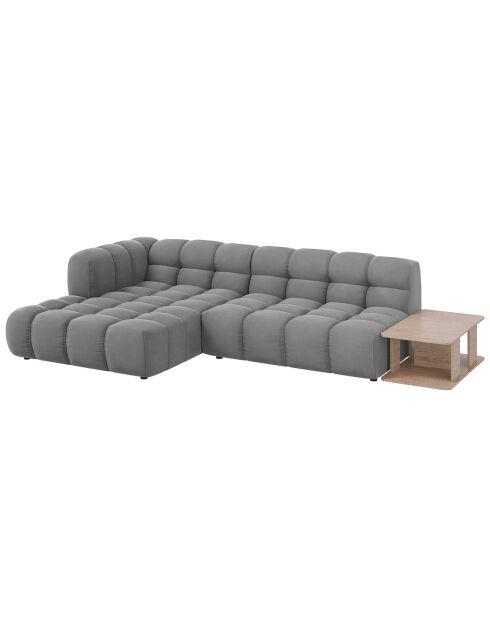 Canapé angle gauche Modulaire Velours Sky 4 Places gris clair - 297x162x75 cm