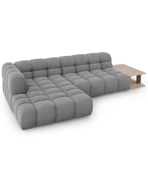 Canapé angle gauche Modulaire Velours Sky 4 Places gris clair - 297x162x75 cm