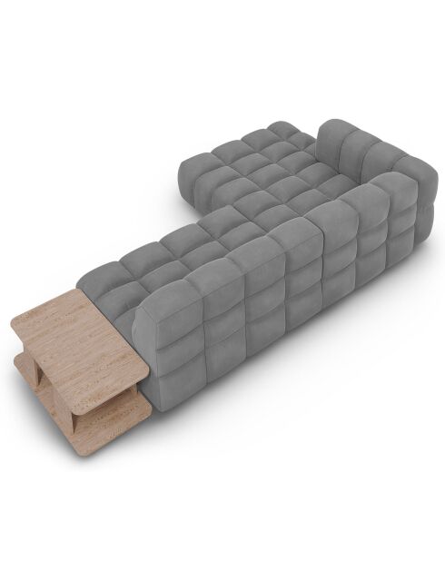 Canapé angle gauche Modulaire Velours Sky 4 Places gris clair - 297x162x75 cm