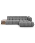 Canapé angle droit Modulaire Velours Sky 4 Places gris clair - 297x162x75 cm