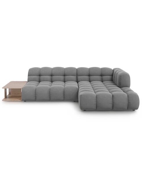 Canapé angle droit Modulaire Velours Sky 4 Places gris clair - 297x162x75 cm