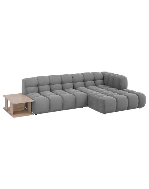 Canapé angle droit Modulaire Velours Sky 4 Places gris clair - 297x162x75 cm