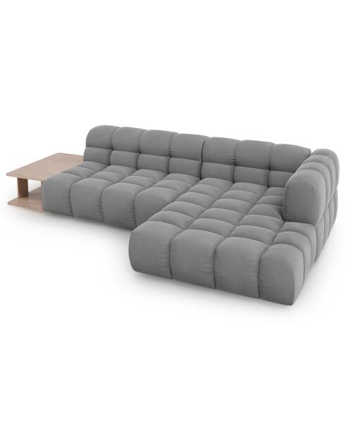 Canapé angle droit Modulaire Velours Sky 4 Places gris clair - 297x162x75 cm