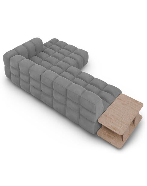Canapé angle droit Modulaire Velours Sky 4 Places gris clair - 297x162x75 cm