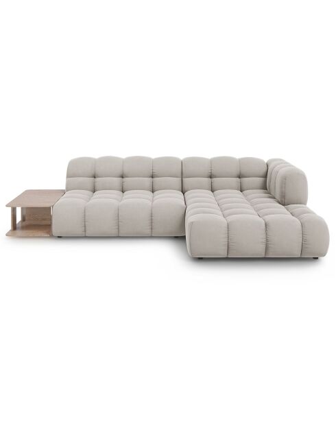 Canapé angle droit Modulaire Velours Sky 4 Places ivoire - 297x162x75 cm
