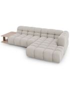 Canapé angle droit Modulaire Velours Sky 4 Places ivoire - 297x162x75 cm