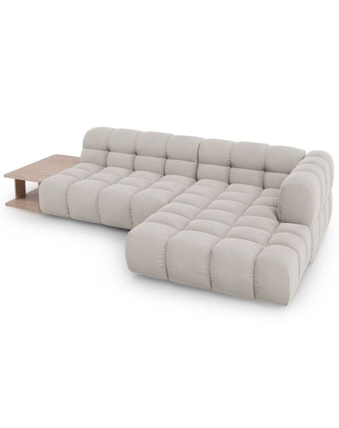 Canapé angle droit Modulaire Velours Sky 4 Places ivoire - 297x162x75 cm