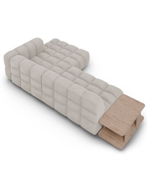Canapé angle droit Modulaire Velours Sky 4 Places ivoire - 297x162x75 cm