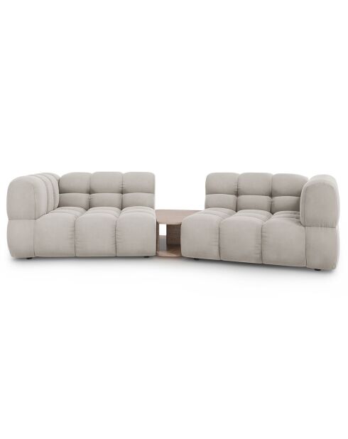 Modulaire 2-zitsbank van ivoorkleurig fluweel Sky - 280x148x75 cm
