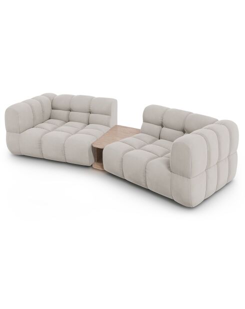 Modulaire 2-zitsbank van ivoorkleurig fluweel Sky - 280x148x75 cm