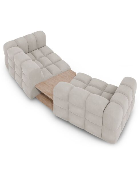 Modulaire 2-zitsbank van ivoorkleurig fluweel Sky - 280x148x75 cm