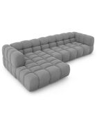 Canapé angle gauche Modulaire Velours Sky 4 Places gris clair - 300x162x75 cm