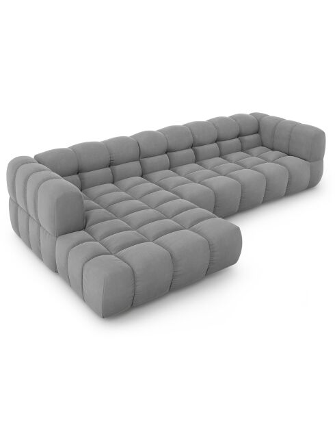 Canapé angle gauche Modulaire Velours Sky 4 Places gris clair - 300x162x75 cm