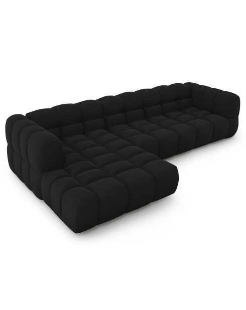 Canapé angle gauche Modulaire Velours Sky 4 Places noir - 300x162x75 cm