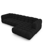 Canapé angle droit Modulaire Velours Sky 4 Places noir - 300x162x75 cm